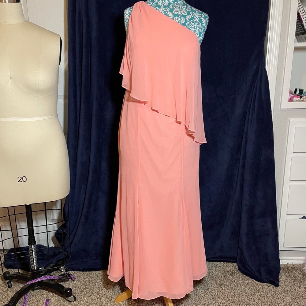 Azazie One Shoulder Gown in Coral